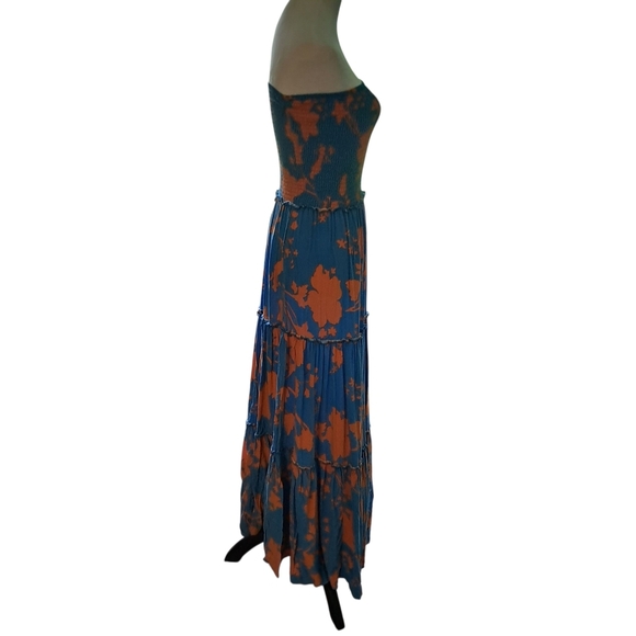 Anthropologie Abel the Label Strapless Maxi Dress – Blue & Orange Floral – Boho - Picture 4 of 10